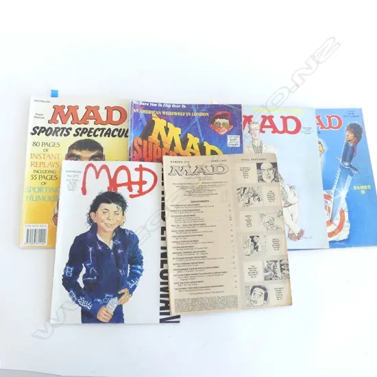 SIX MAD COMIC BOOKS, 1 MISSING A COVER