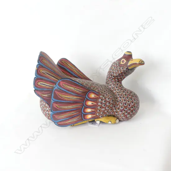 A WOODEN PAINTED DUCK L 330 MM