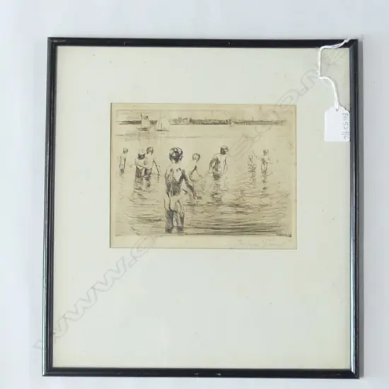 "FRANCK'  ..... ETCHING BOYS SWIMMING C1920 140 x 180mm