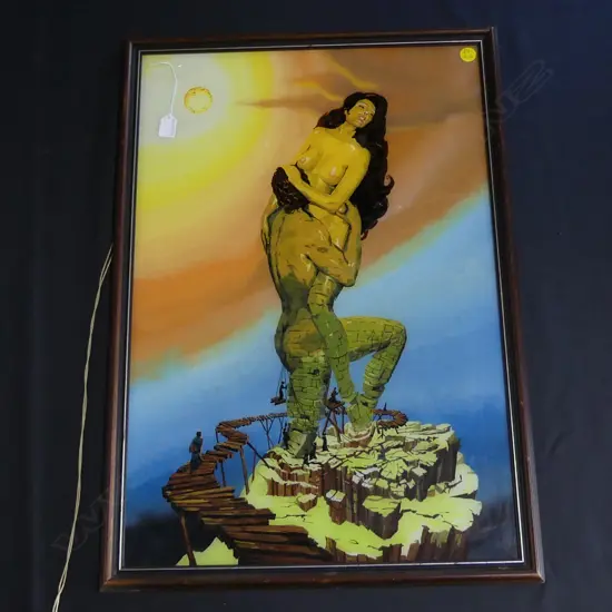 REVERSE GLASS PAINTED ARTWORK; ABSTRACT NUDE FIGURES 745x505