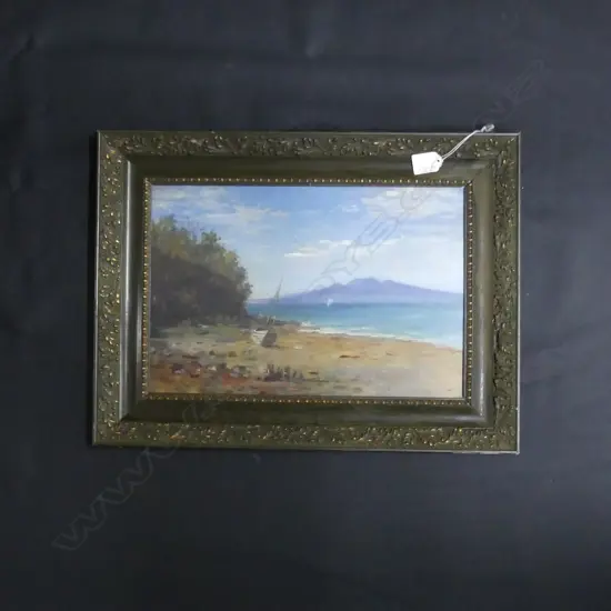 ARTIST UNKNOWN, 'RANGITOTO FROM NORTH SHORE'  OIL ON BOARD 265 x 395mm