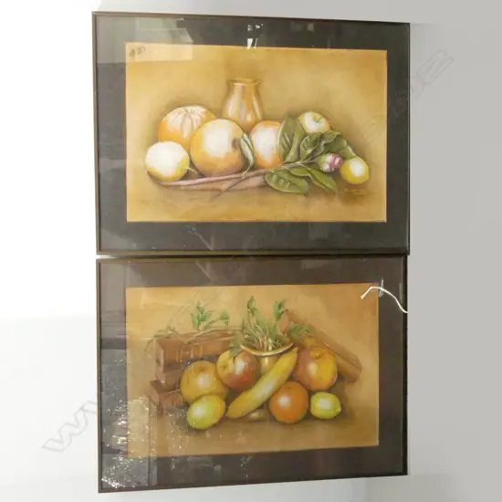 TWO J FAIRCHILD TICKLE, CHALK & PENCIL STILL LIFE DRAWINGS 380 X 250MM
