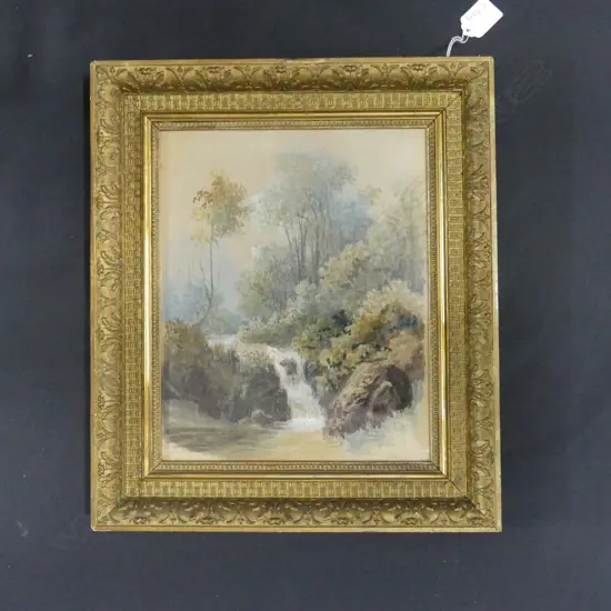 S PEARCE FULLER (WORKING 1870s-1910), W/C, IN THE GORGE, SIGNED. 220 x 270mm