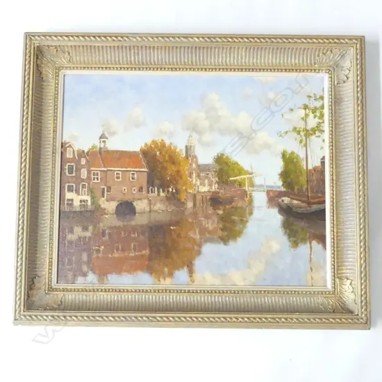 LEO VAN DEN ENDE (1939 - ) 'DELFSHAVEN, THE NETHERLANDS' OIL ON CANVAS 390x490mm