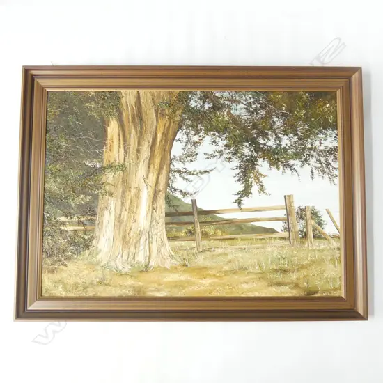 OIL ON BOARD BY JUDITH MORETON 'COUNTRY LANDSCAPE' SIGNED & DATED '76 H. 590 x 850mm