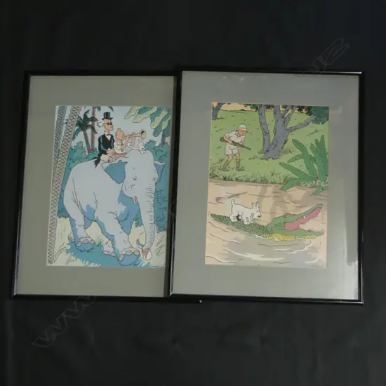 PR HERGE TINTIN FRAMED PRINTS  260 X 360MM