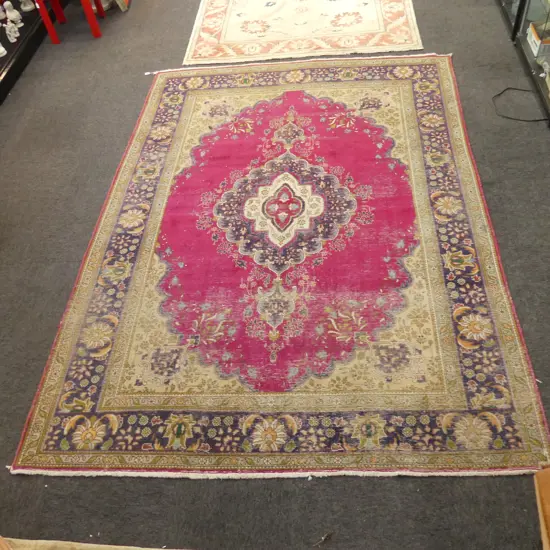 LRG HAND KNOTTED WOOL PILE RUG SHOWING WEAR  3000x2100mm