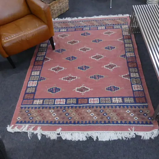 HAND WOVEN KELIM w. TERRACOTTA RED GROUND 2000x1440mm