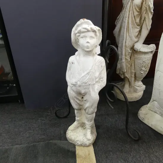 VINTAGE CONCRETE BOY GARDEN STATUE H. 600MM