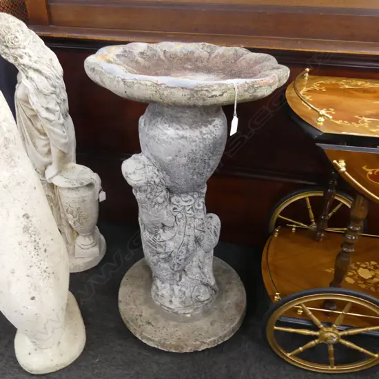 OLD CONCRETE BIRD BATH H 760 DIA 440MM