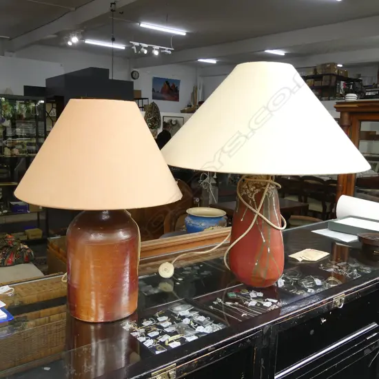 2 POTTERY LAMPS; 1 A CONVERTED CROCK H.660 / 535mm
