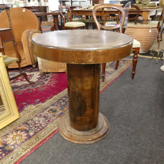 DECO STAINED OAK CIRCULAR SIDE TABLE AF H.675mm 600mm dia