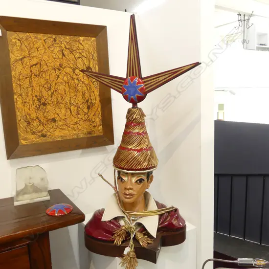 BRUCE PAPAS 3-PART PAINTED CERAMIC BUST, H.1100mm