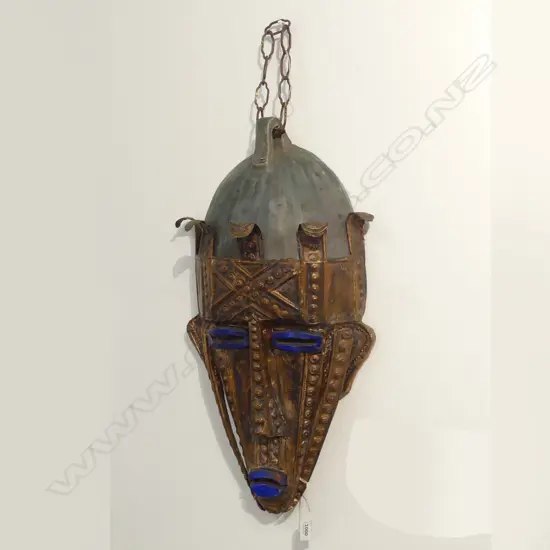 BRUCE PAPAS GILDED CERAMIC TRIBAL MASK H.580mm