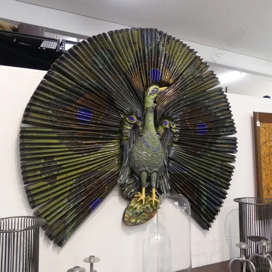BRUCE PAPAS LARGE PEACOCK TILE ARTWORK 1150x1300mm