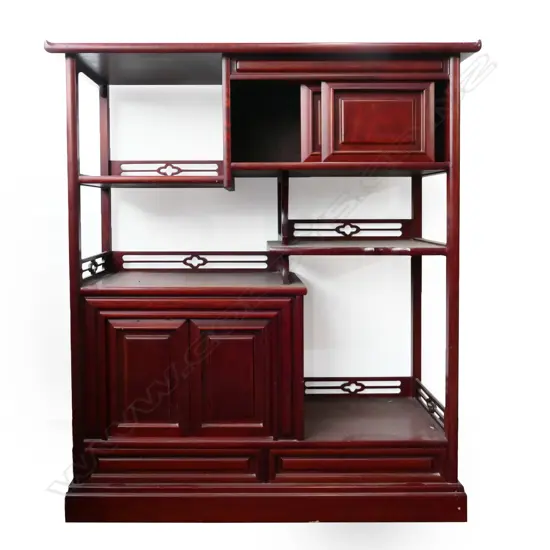 A 20thC Chinese rosewood display cabinet,