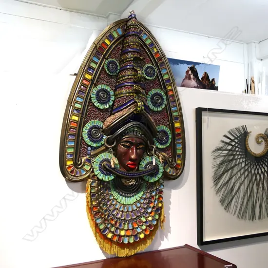 BRUCE PAPAS LARGE EGYPTIAN PAINTED CERAMIC MASK H.1190mm