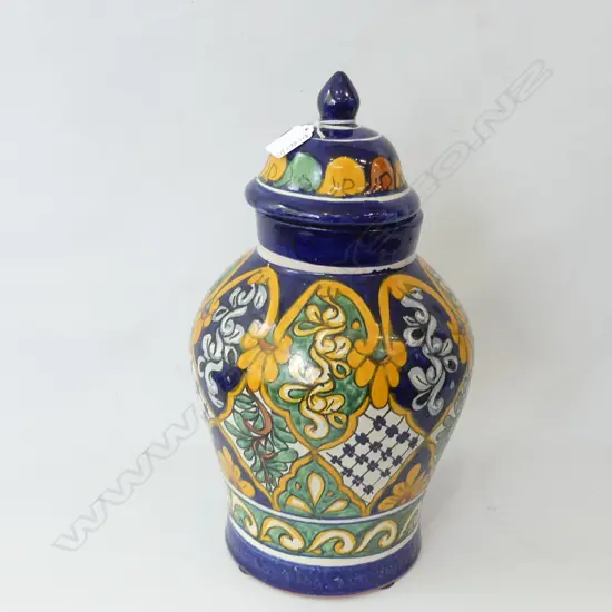 LIDDED HAND PAINTED CERAMIC GINGER JAR H.400mm