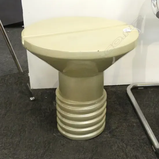  EERO AARNIO STYLE 'SCREW' SIDE TABLE; FIBREGLASS w. METALLIC FINISH some damage to rim H.410mm 400mm dia