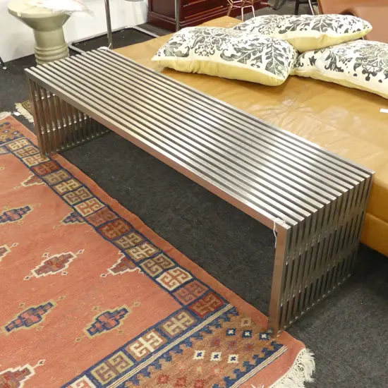 CONTEMPORARY DESIGNER STAINLESS STEEL BENCH 1400x400x420mm