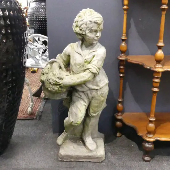 CONCRETE GARDEN ORNAMENT OF A YOUNG MAN H 760 MM 