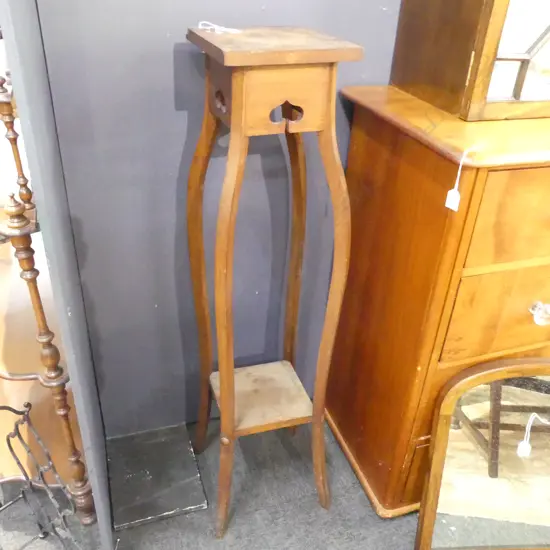 ARTS & CRAFTS OAK PLANT STAND H.1170mm