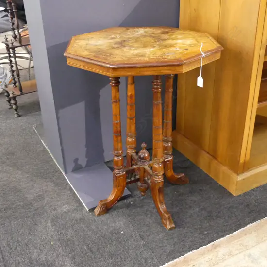 EARLY 20thC OCTAGONAL INLAID TABLE AF H.700 / 540mm dia