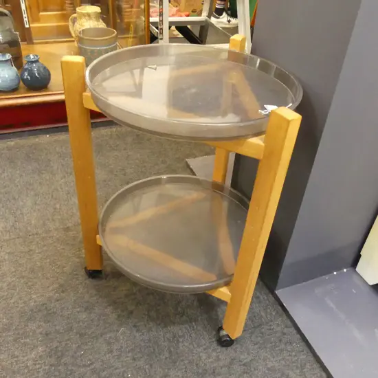 DRINKS TABLE WITH 2 PERSPEX TRAYS - DIA 460MM