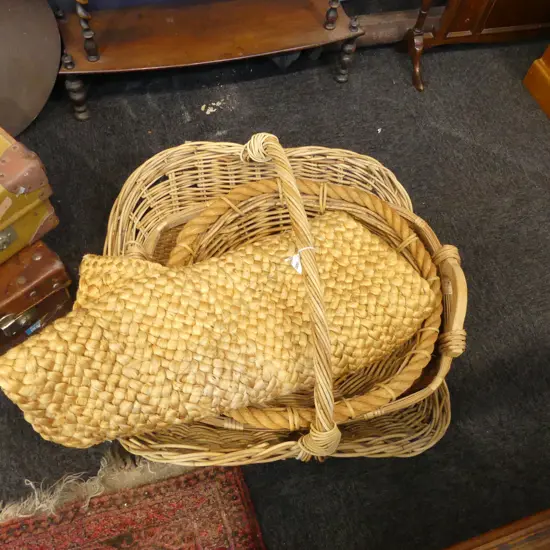 3 WOVEN BASKETS W.660mm + WOVEN MAT