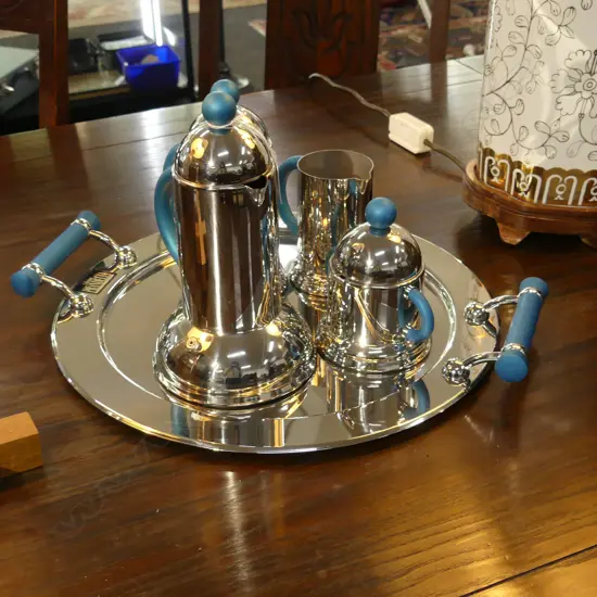 FIVE PIECE PRANDELLI ITALIAN ESPRESSO COFFEE SET- AS NEW  BOXED