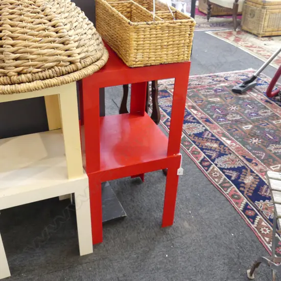 PR KARTELL RED PLASTIC SQUARE SIDE TABLES 405x405x405mm
