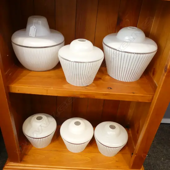 SIX RETRO GLASS LAMPSHADES