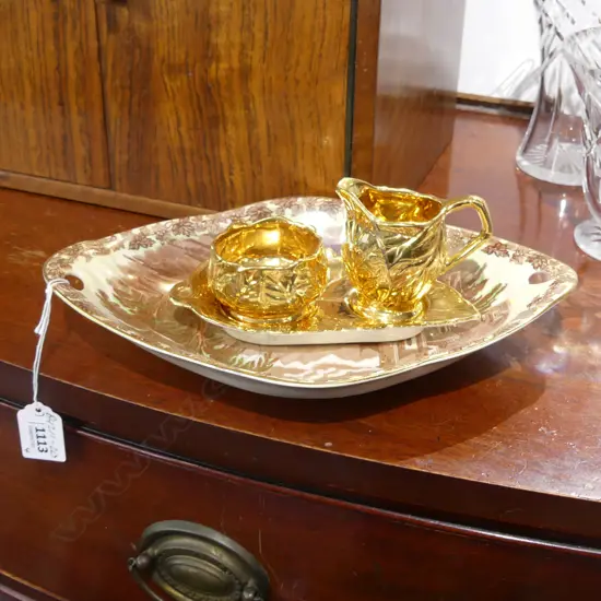 ROYAL WINTON CREAM/SUGAR SET + MALING LUSTREWARE DISH