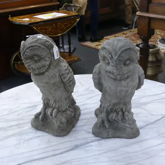 PR CLASSICAL CONCRETE OWL FIGURINES