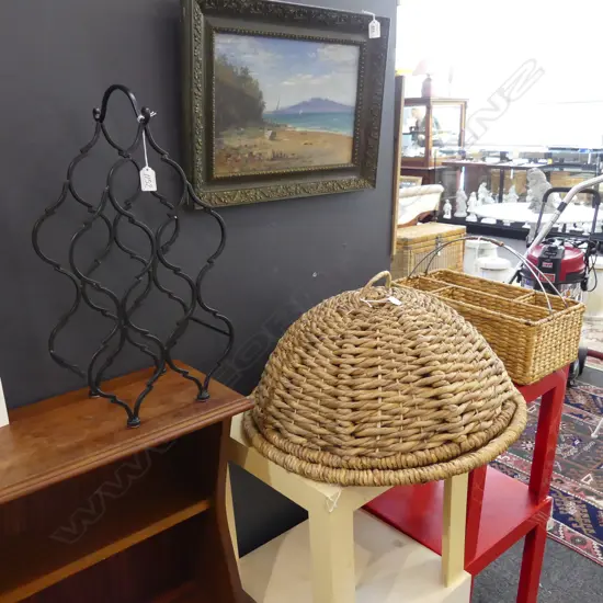 WOVEN FOOD COVER 570mm dia + WOVEN CARRY BOX L.440mm + STEEL WINE HOLDER H.525mm