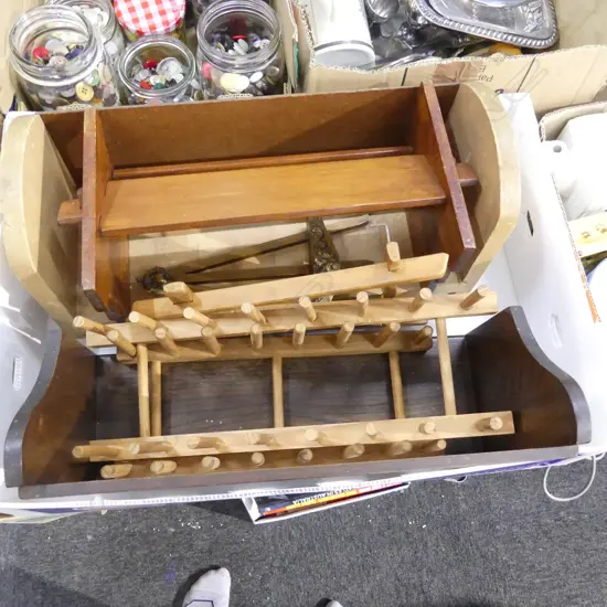 LOT ASST TABLE BOOK CASES/EASELS ETC