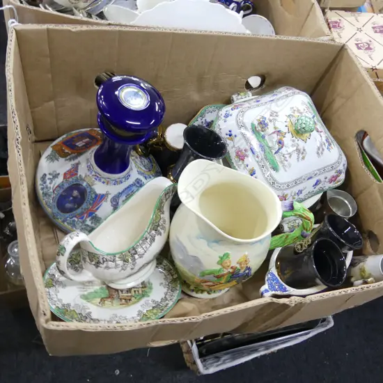 BOX LOT ASST. CHINA; TUREENS, JUGS ETC