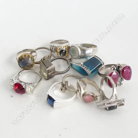 12 ASST. COSTUME RINGS MOSTLY STG