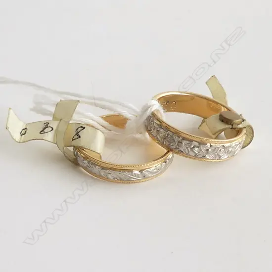 2 X 18CT GOLD PALLADIUM BAND RINGS NEW OLD STOCK 7.15gms