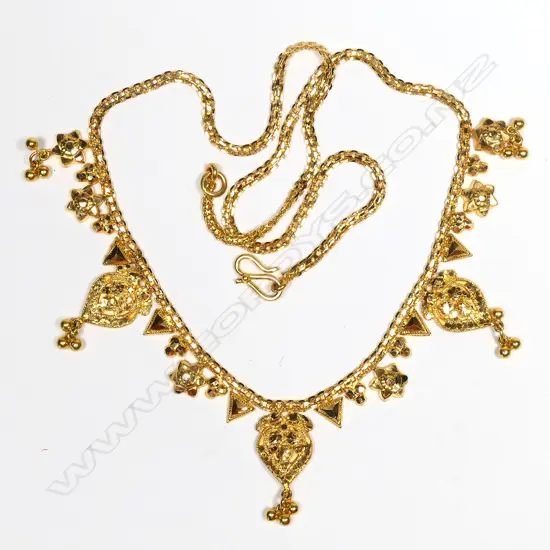 22CT YELLOW GOLD INDIAN FRINGE NECKLACE 23.8gm