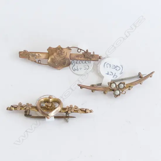 3x VICTORIAN 9CT BAR BROOCHES 4.8gms