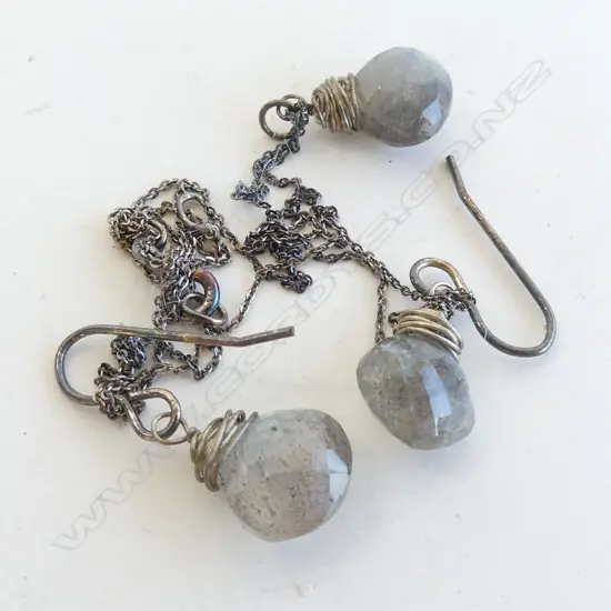 LABRADORITE PENDANT NECKLACE & EARRING SET