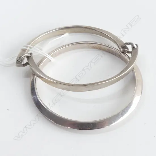 2 HEAVY MODERNIST SILVER BANGLES