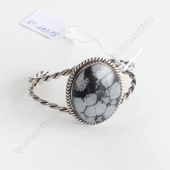  SILVER CUFF W LGE MOSS AGATE OVAL PANEL