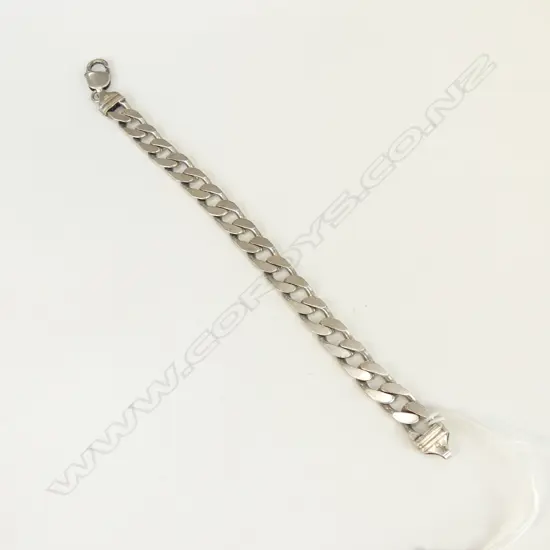HEAVY SILVER FLAT CURB LINK BRACELET