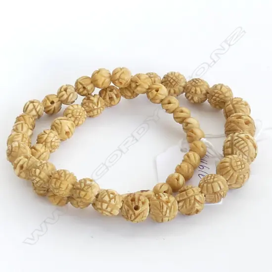 ANTIQUE CARVED BONE BEAD NECKLACE