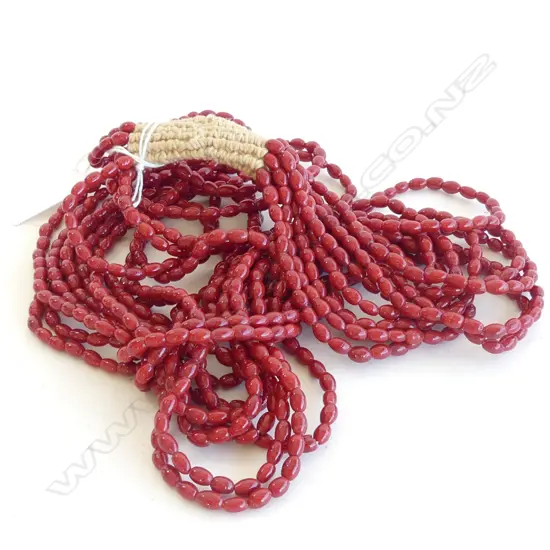 10 STRAND PACIFIC RED GLASS BEAD NECKLACE