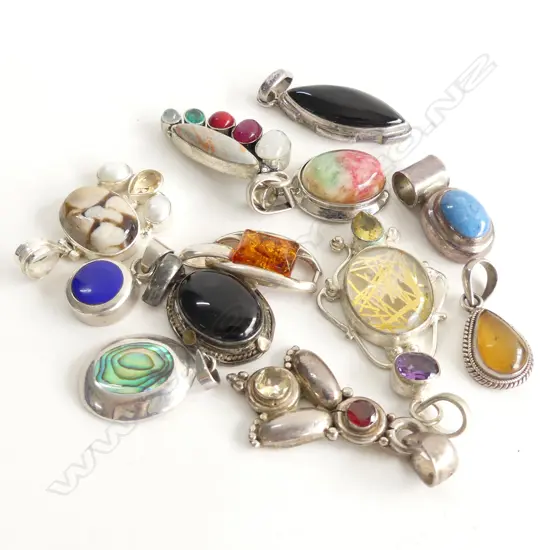 12 STG & SEMI PRECIOUS STONE PENDANTS 70 GRAMS