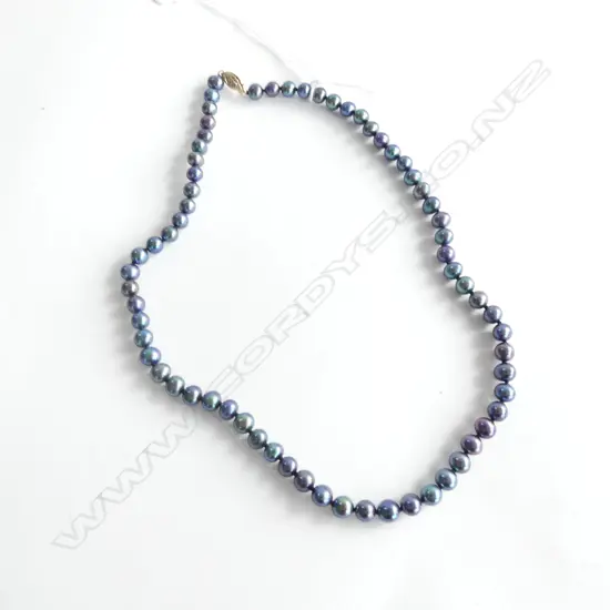 10K GOLD CLASP & DARK CULTURED PEARL NECKLACE L.410mm-*
