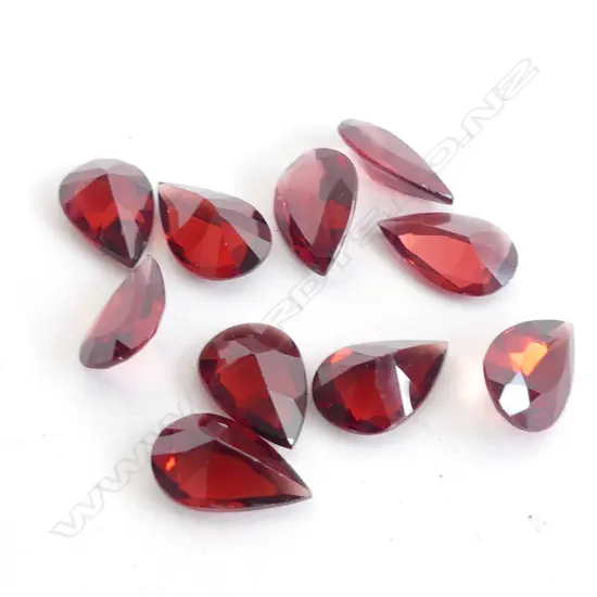 10 DROP SHAPE FACETED GARNETS, ALL SAME SIZE